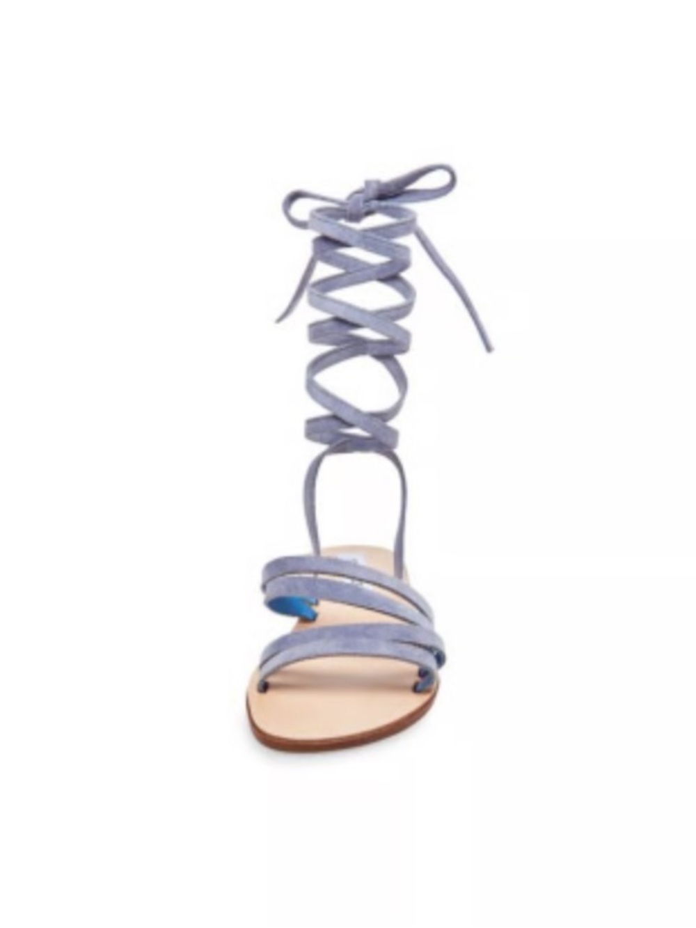 Steve Madden Suede Open Toe Ankle Tie Up Blue Sandals Women Size 9 - Picture 6 of 7